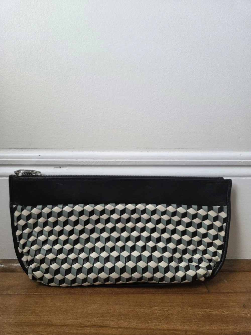 Christopher Kon Vintage Black Geometric Pattern Women's Clutch